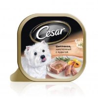Cesar консервированный корм с запеченым цыпленком и курагой для взрослых собак 